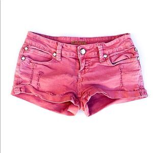 ZCO Coral Rhinestone Rip fringe trim lace shorts
